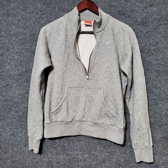 Vintage Nike Sweater Womens M Grey Pullover Quarter Sweatshirt Outdoor Run Gym - Picture 3 of 12